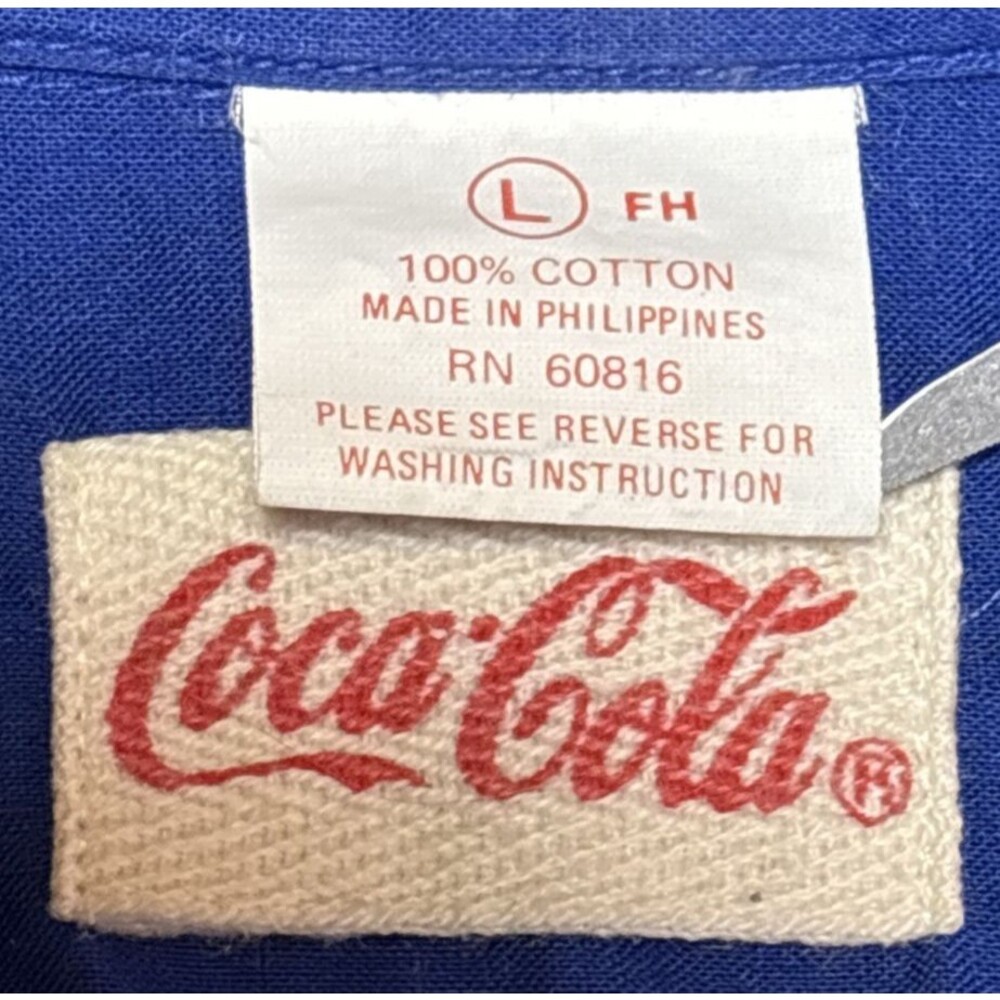 Vintage "Coca-Cola Clothes" Stars Camp Shirt L Long Sleeve 100% Cotton 70s 80s - Picture 6 of 16
